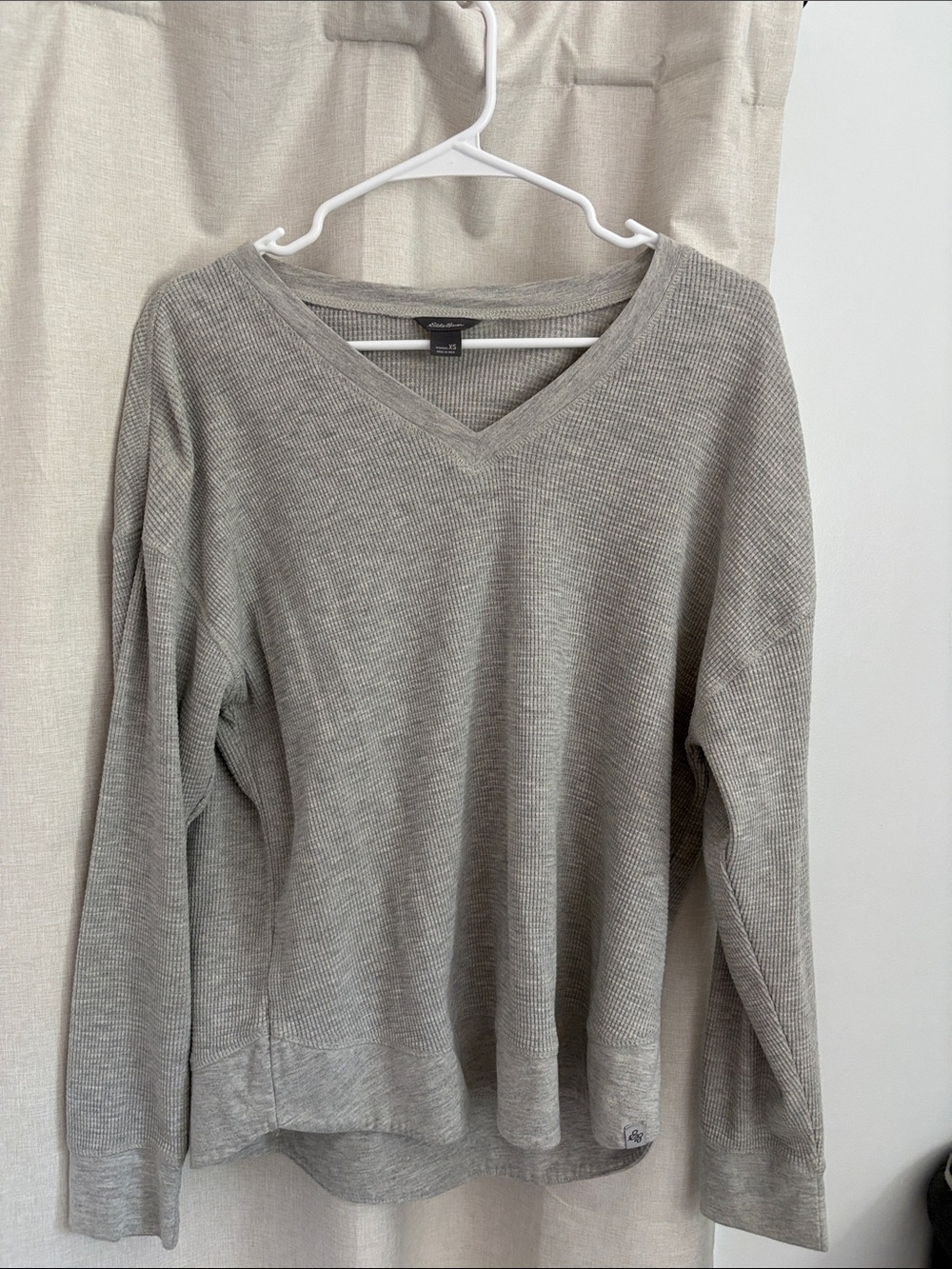 Eddie Bauer Cozy V-Neck Women's Sweater in Light Gray